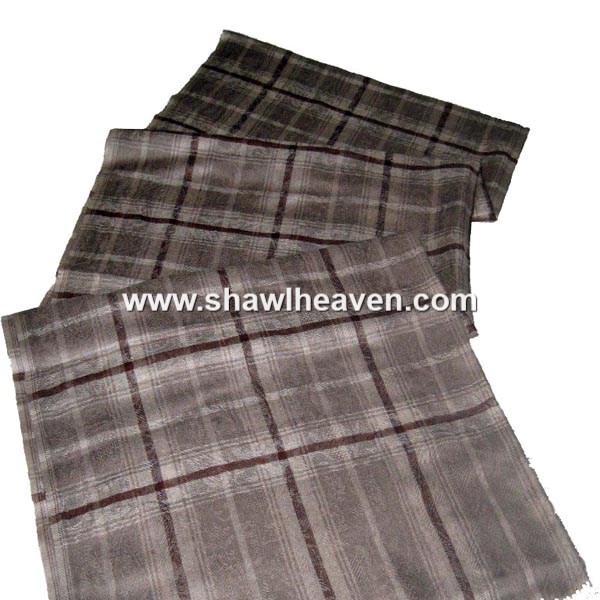 grey melange classic check pashmina scarf